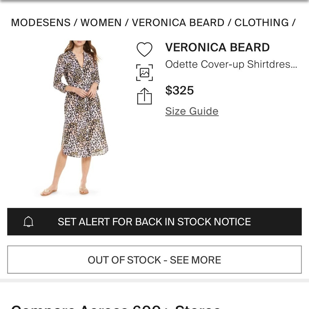 Veronica Beard Odette Cover Up Belted Shirtdress in Lilac Leopard Size XS - Picture 8 of 12